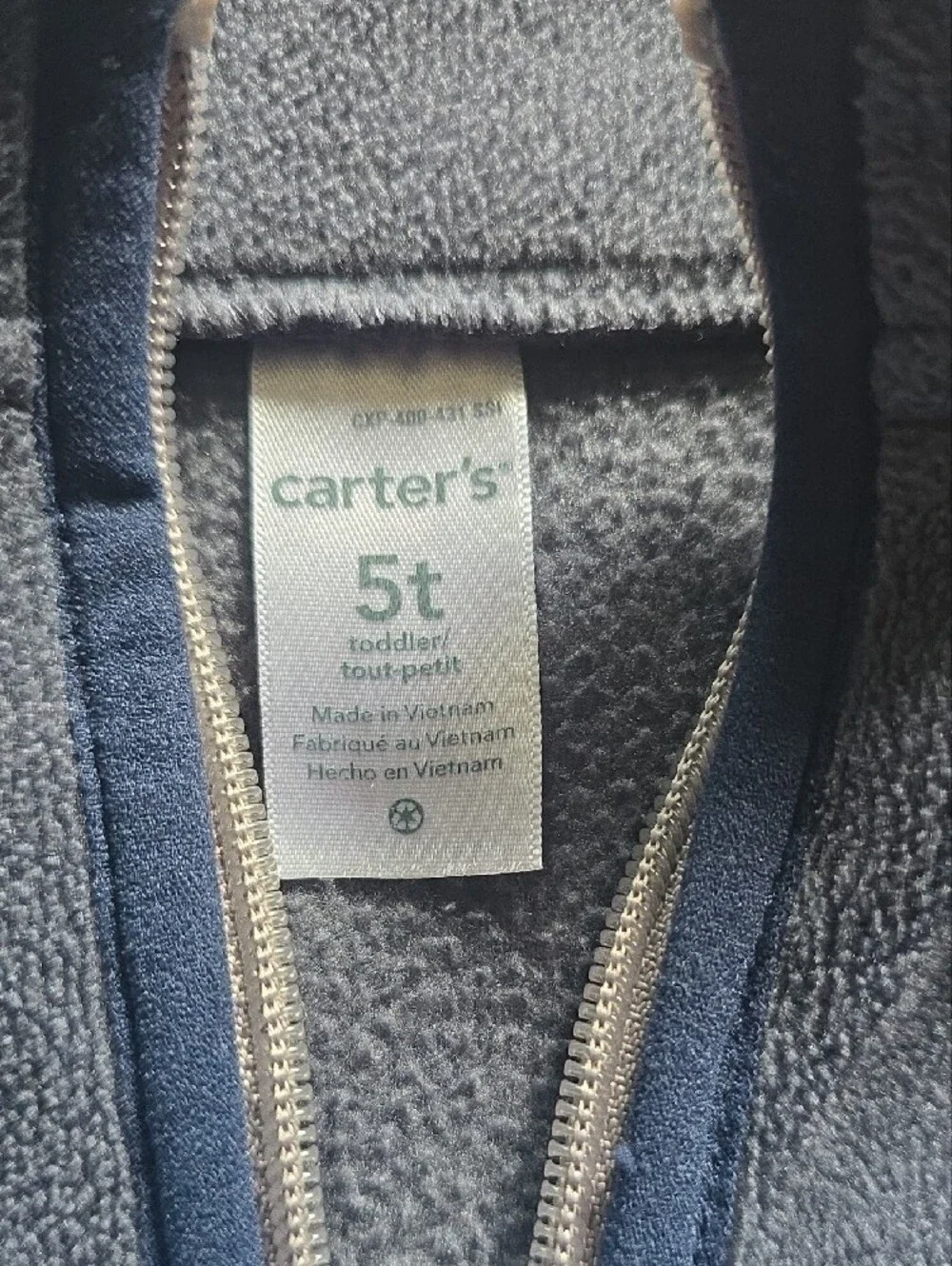 Carter's Bright Blue and Charcoal Quarter-Zip Fleece Pullover